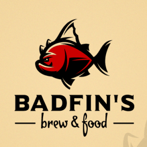 Logotipo de pescado - Badfin's Brew & Food